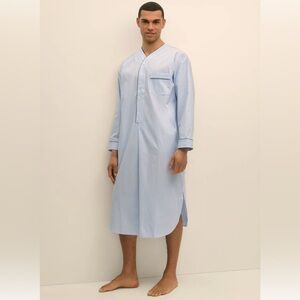 EUC Brooks Brothers Blue White Night Shirt Cotton Broadcloth Striped Nightshirt